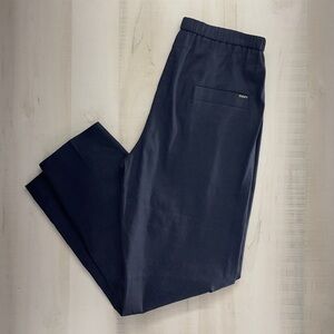 SEVENTY VENEZIA navy blue linen pants luxury stretch work career 44